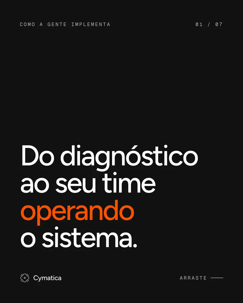 Post da Cymatica: Do diagnóstico ao seu time operando o sistema.