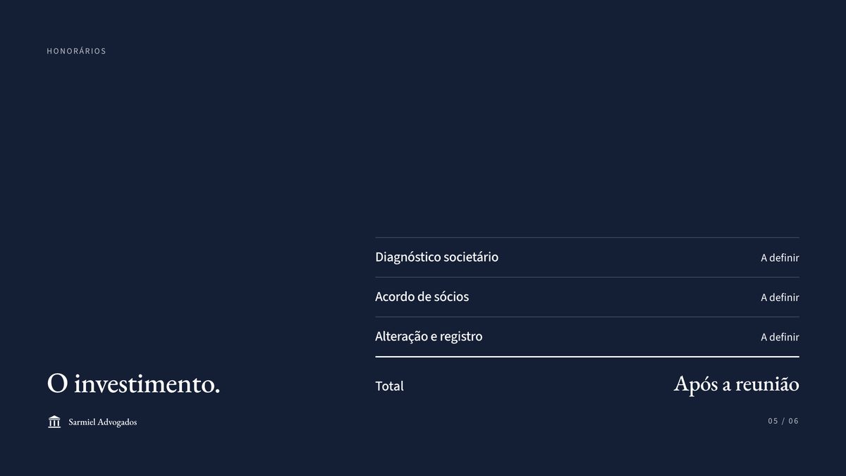 Página 5 da proposta em PDF da Sarmiel Advogados